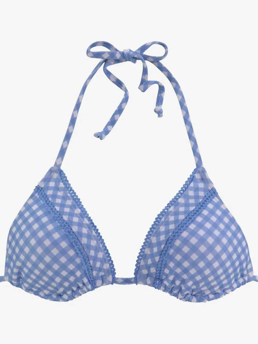 Haut de bikini triangle à motif vichy avec bonnets amovibles
