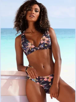 Haut de bikini triangle à motifs floraux avec bonnets amovibles et bretelles réglables