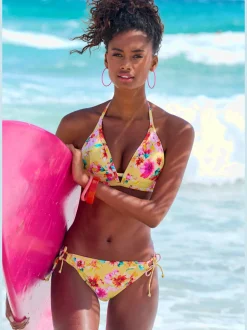 Haut de bikini triangle à motifs floraux amovibles