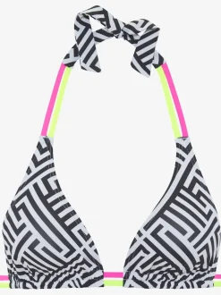 Haut de bikini triangle à motif graphique avec liens réglables