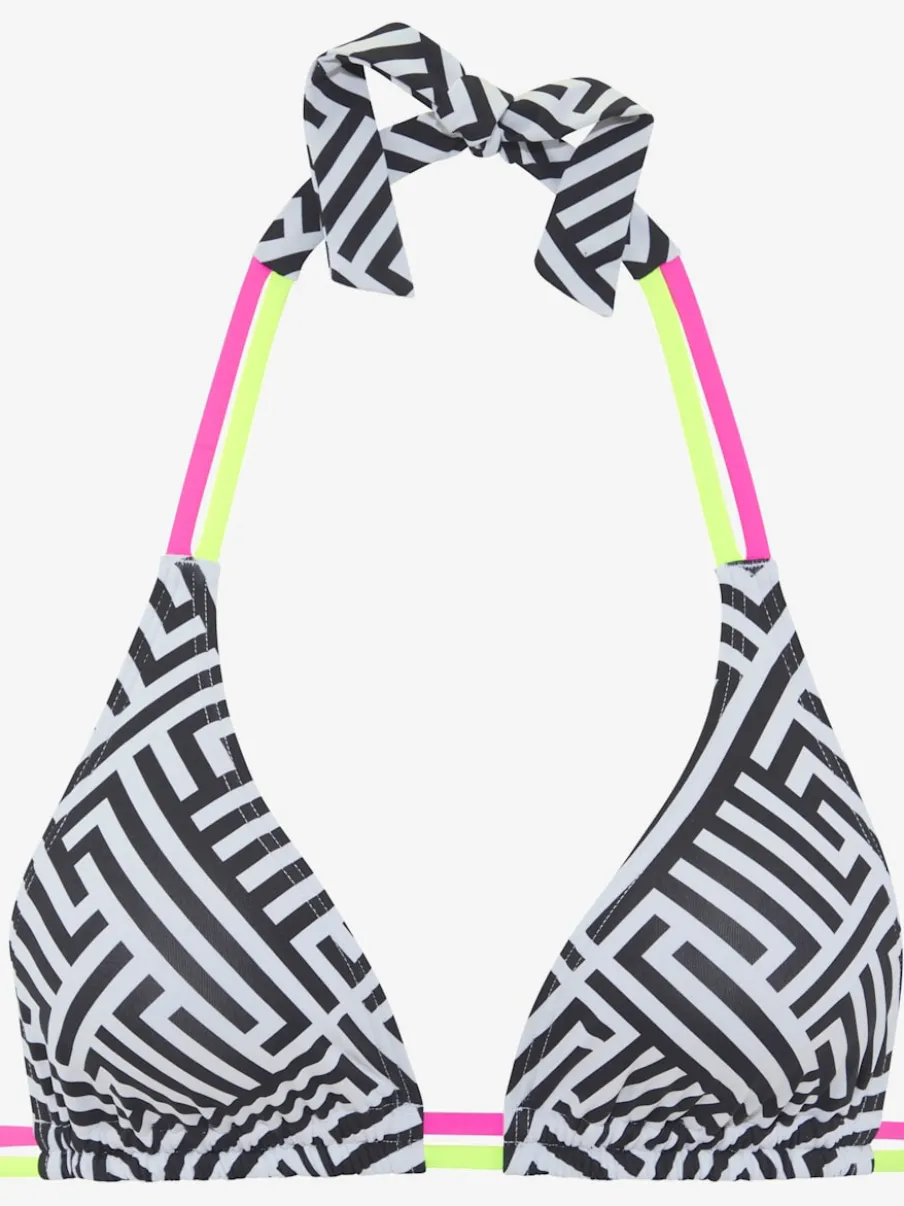 Haut de bikini triangle à motif graphique avec liens réglables