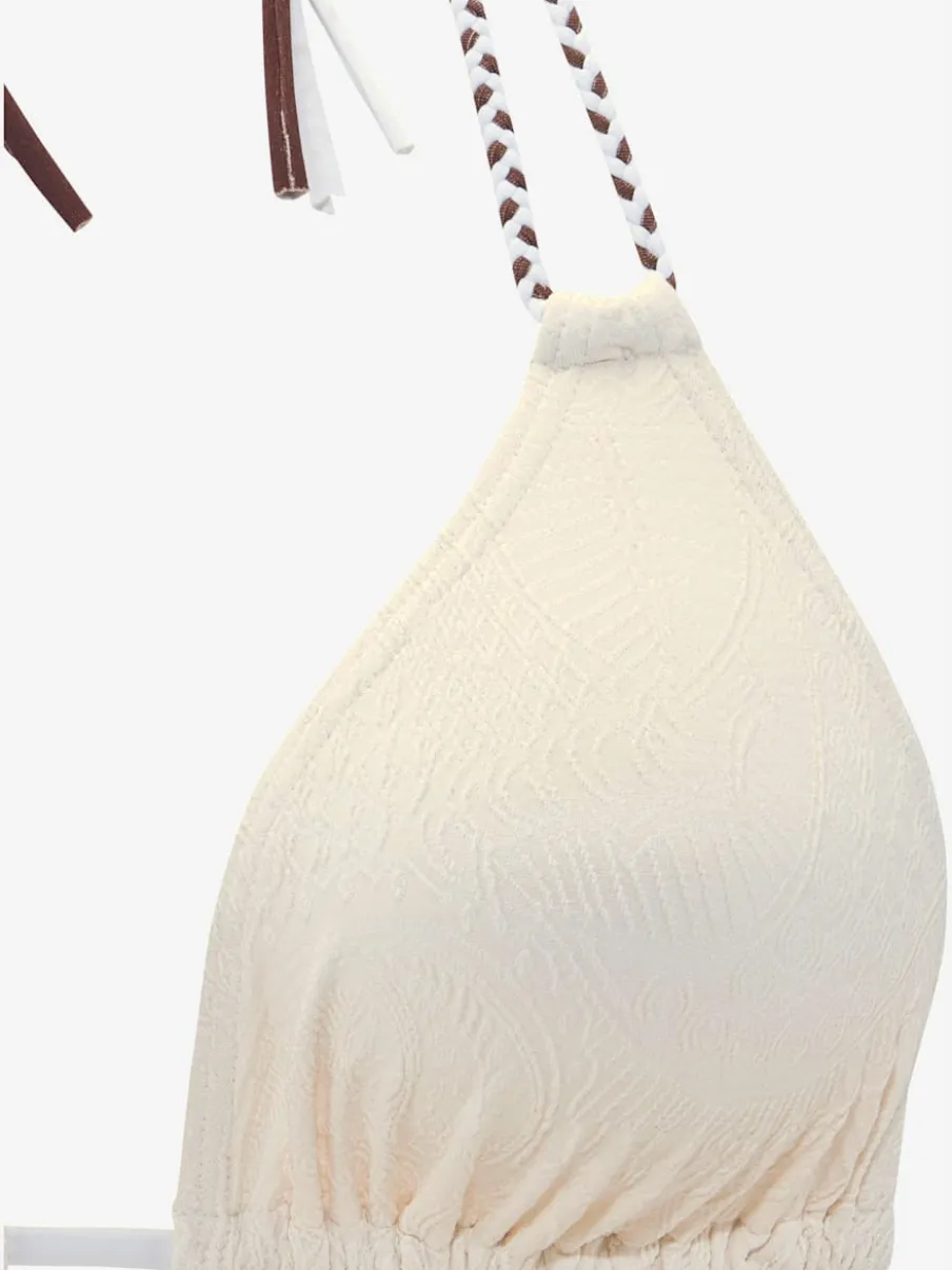 Haut de bikini triangle à nouer avec motif structuré et rubans tressés