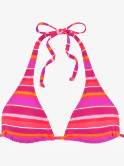 Haut de bikini triangle rayé à nouer dans le cou
