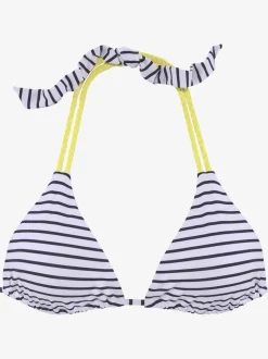 Haut de bikini triangle à rayures avec détails contrastés