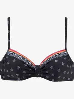 Haut de maillot de bain à armatures avec imprimé tendance et bretelles réglables