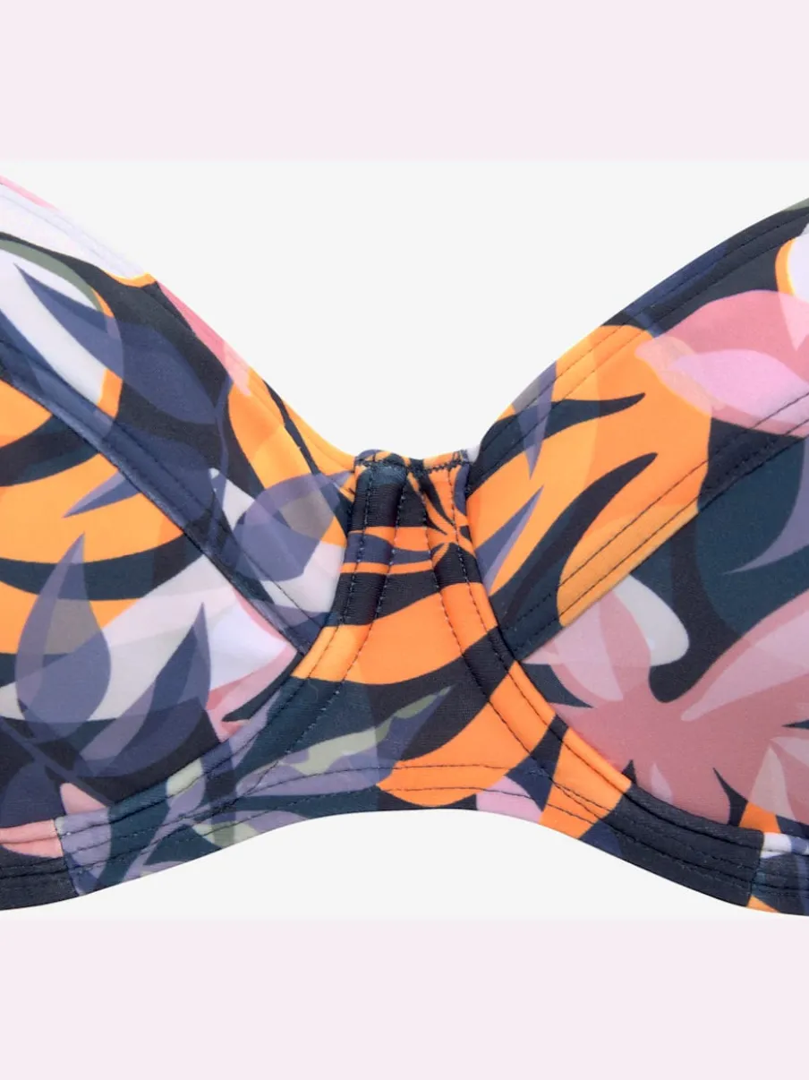 Haut de maillot de bain à armatures imprimé fleuri