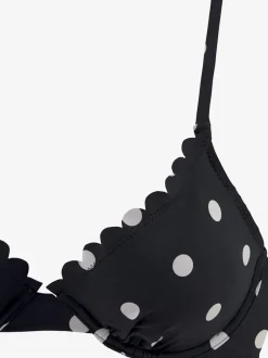 Haut de maillot de bain à armatures avec bordure cocotte et motif à pois