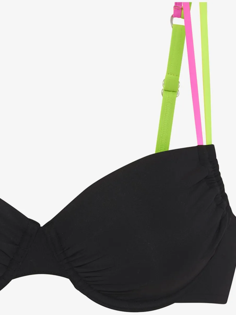 Haut de maillot de bain à armatures avec bretelles réglables et détails contrastés