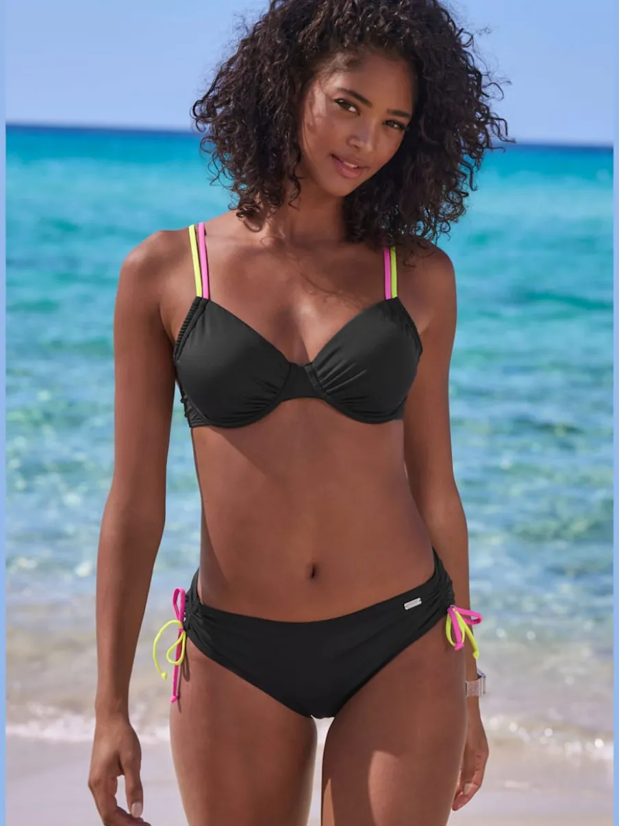 Haut de maillot de bain à armatures avec bretelles réglables et détails contrastés