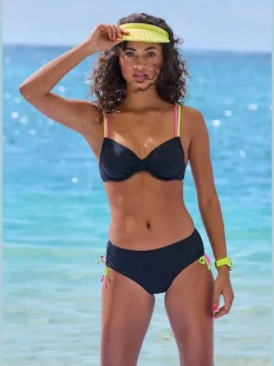 Haut de maillot de bain à armatures avec bretelles réglables et détails contrastés