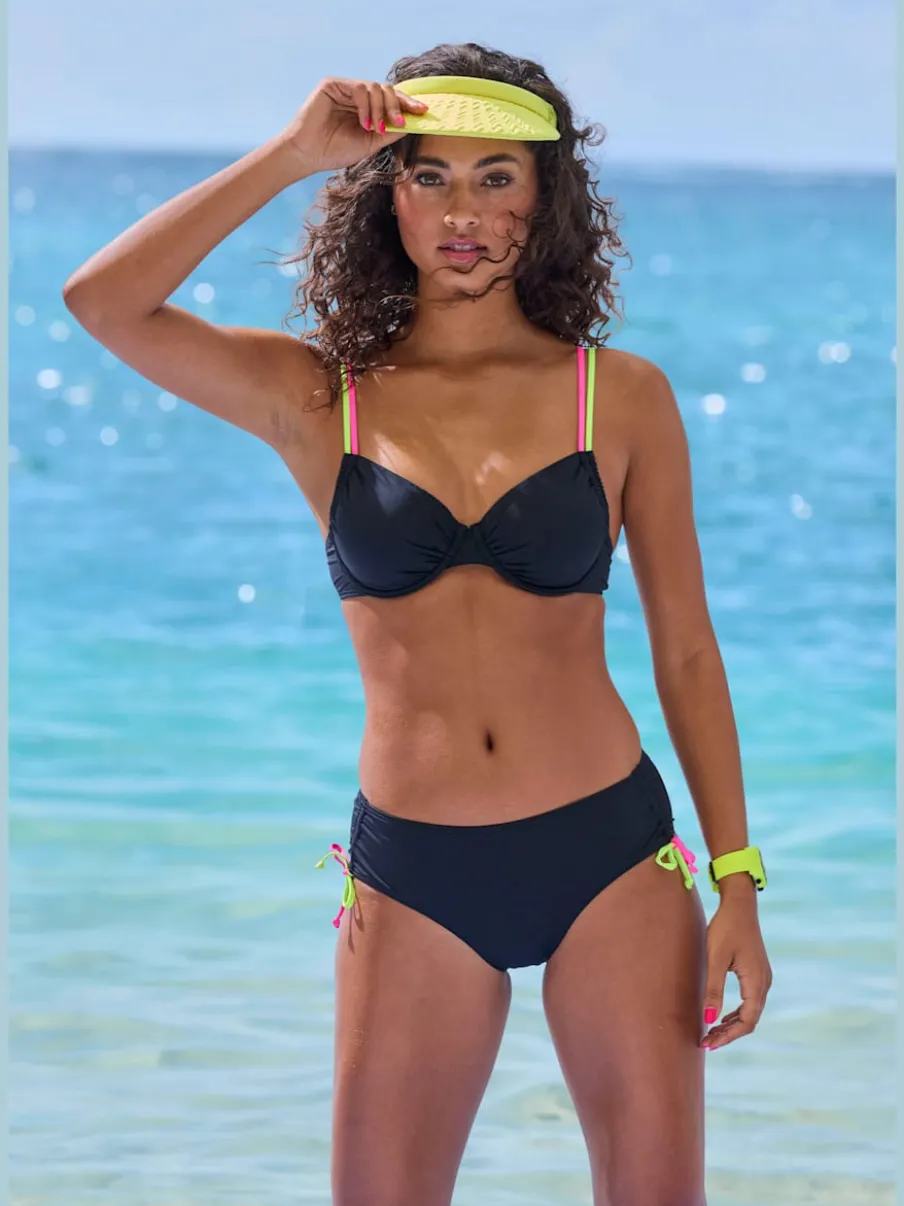 Haut de maillot de bain à armatures avec bretelles réglables et détails contrastés
