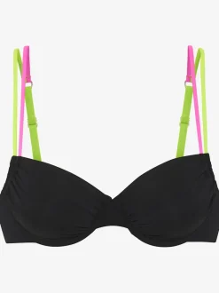 Haut de maillot de bain à armatures avec bretelles réglables et détails contrastés