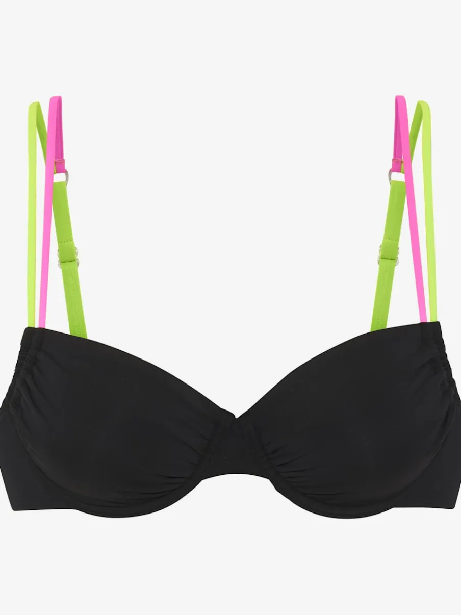 Haut de maillot de bain à armatures avec bretelles réglables et détails contrastés