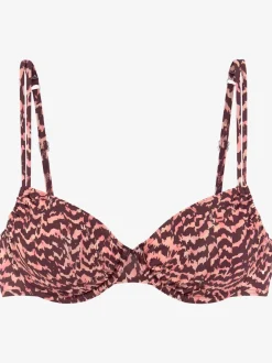 Haut de maillot de bain à armatures avec bonnets amovibles et imprimé animalier