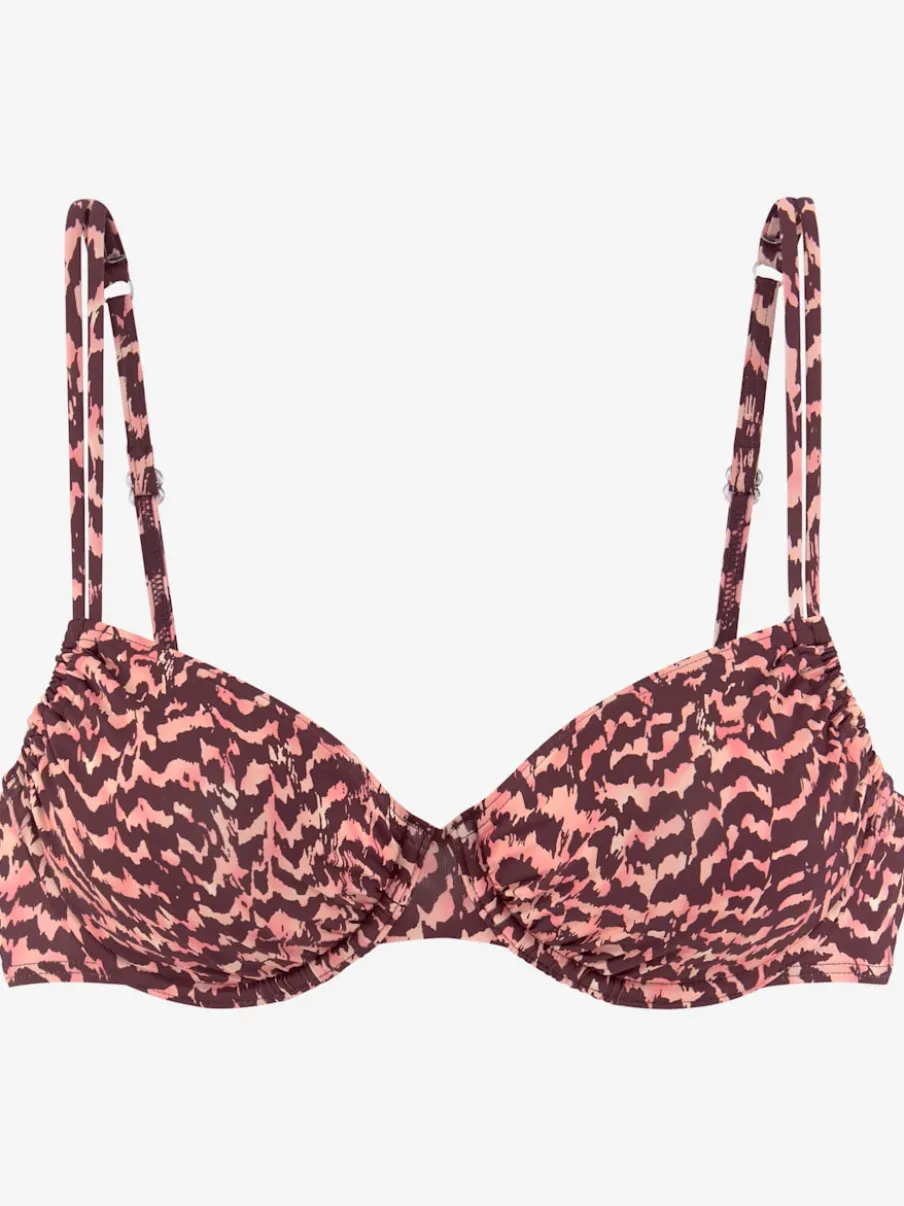 Haut de maillot de bain à armatures avec bonnets amovibles et imprimé animalier