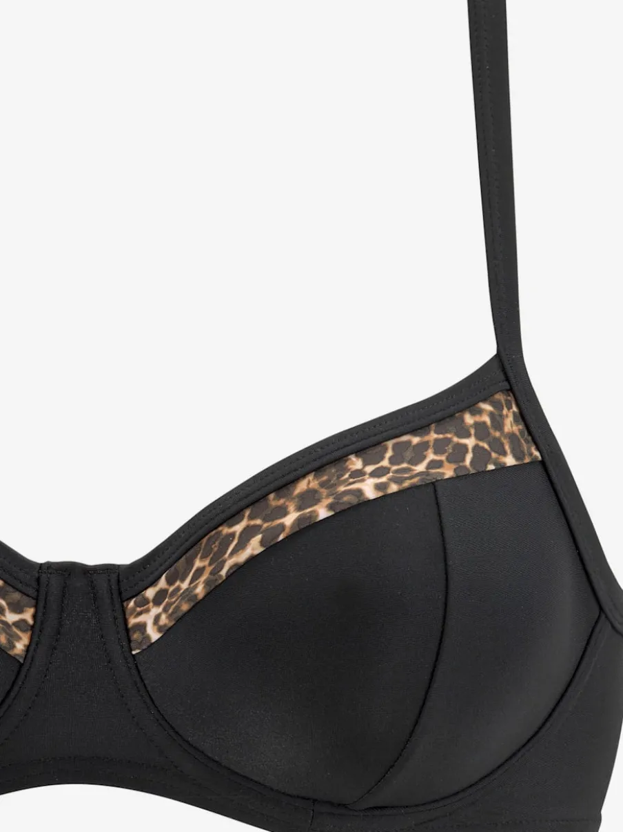 Haut de maillot de bain à armatures avec détails léopard et bretelles réglables