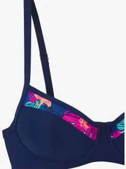 Haut de maillot de bain à armatures avec empiècements imprimés