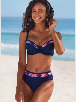 Haut de maillot de bain à armatures avec empiècements imprimés