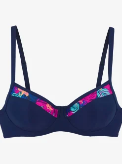 Haut de maillot de bain à armatures avec empiècements imprimés