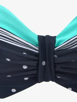 Haut de maillot de bain à armatures avec bretelles réglables et motifs rayés et pois