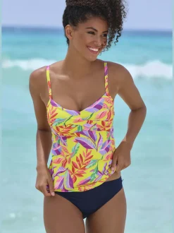 Haut de maillot de bain à armatures floral avec élastique