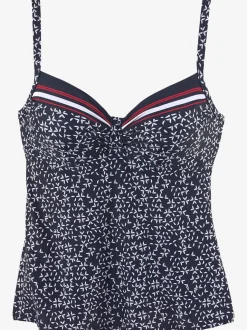 Haut de maillot de bain à armatures avec imprimé minimaliste et bretelles réglables