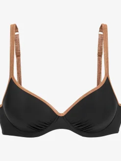 Haut de maillot de bain à armatures et passepoils brillants