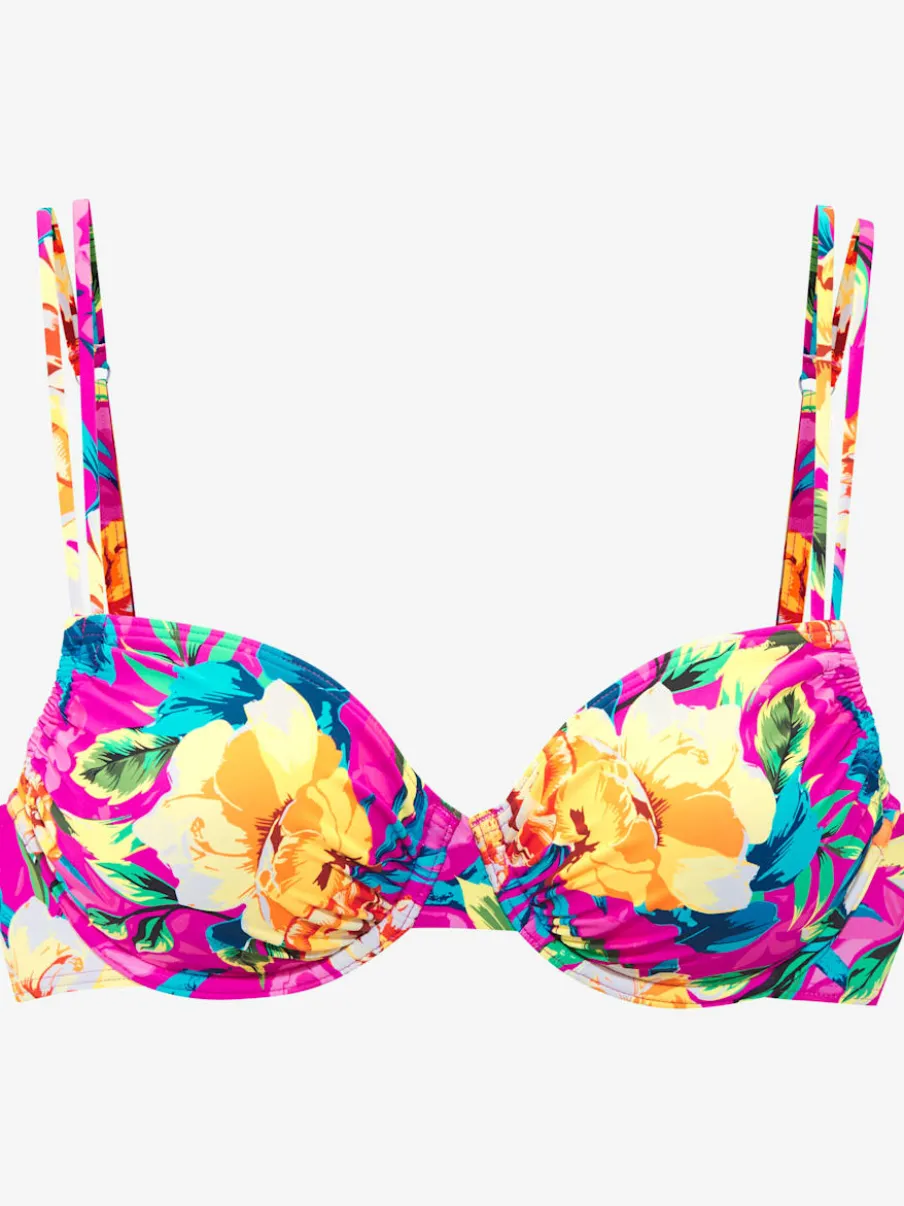 Haut de maillot de bain à armatures avec motifs floraux et bonnets amovibles