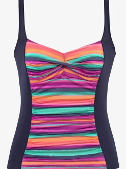 Haut de maillot de bain à armatures avec motifs rayés et bretelles réglables