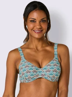 Haut de maillot de bain à armatures avec motif graphique et bretelles réglables