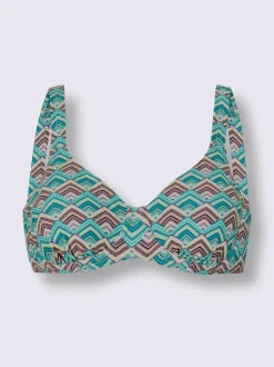Haut de maillot de bain à armatures avec motif graphique et bretelles réglables