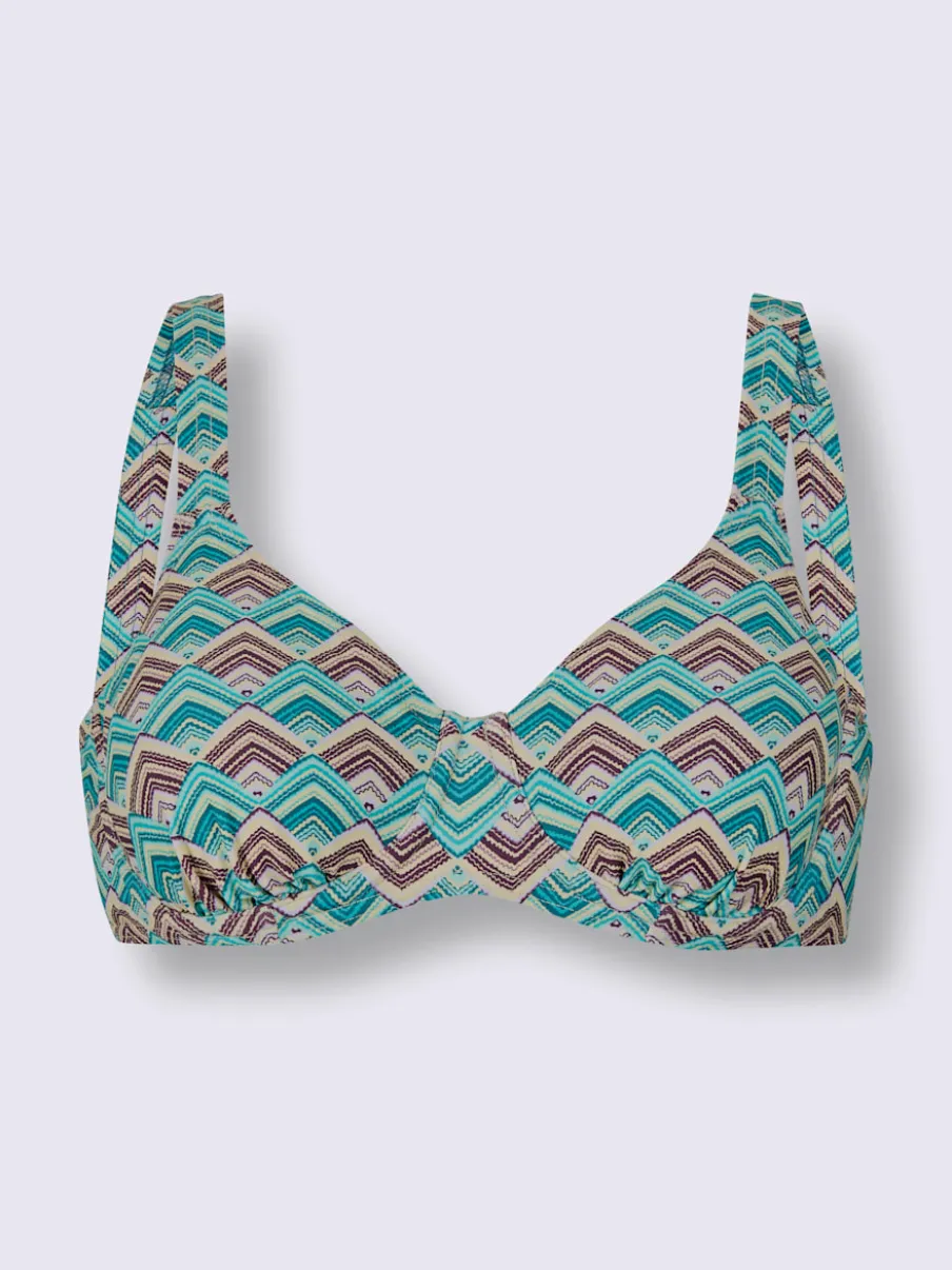 Haut de maillot de bain à armatures avec motif graphique et bretelles réglables