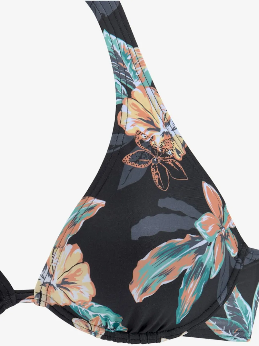 Haut de maillot de bain à armatures avec imprimé floral et bonnets amovibles