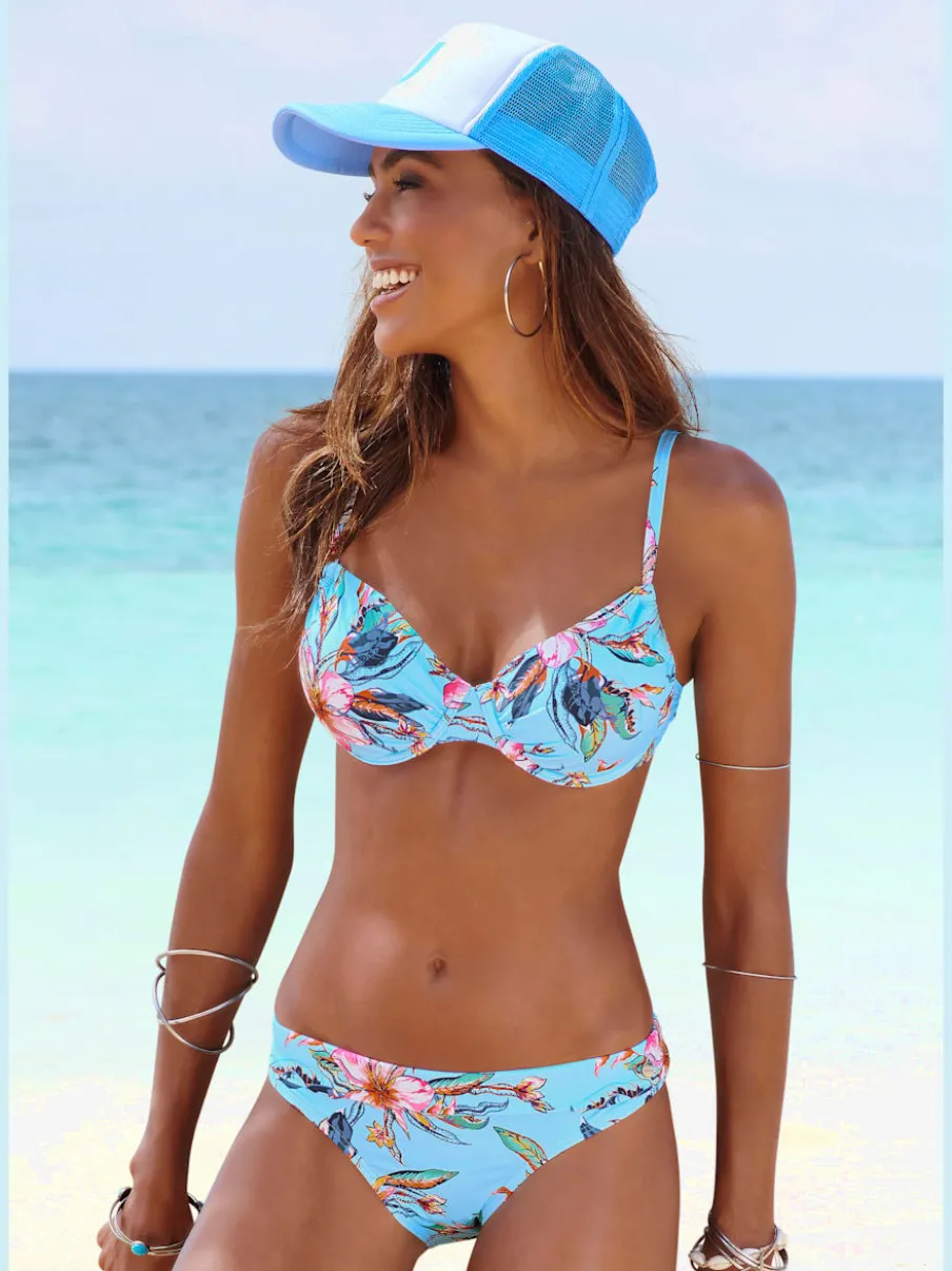Haut de maillot de bain à armatures avec imprimé floral et bretelles réglables