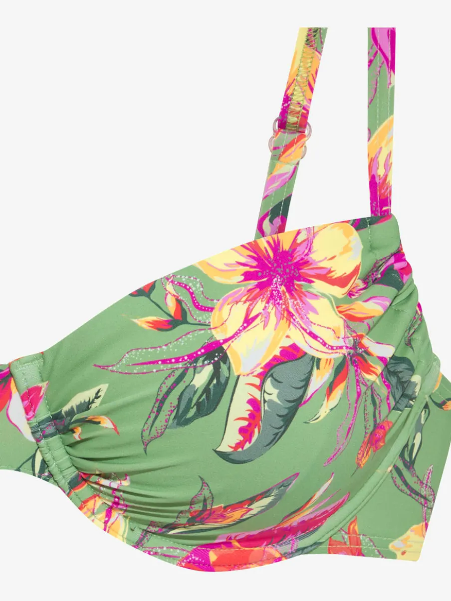 Haut de maillot de bain à armatures avec imprimé floral et bretelles réglables