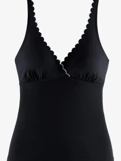 Haut de maillot de bain à armatures avec encolure en V et double bordure cocotte