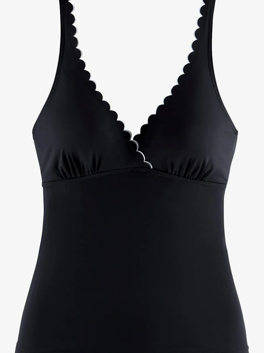 Haut de maillot de bain à armatures avec encolure en V et double bordure cocotte