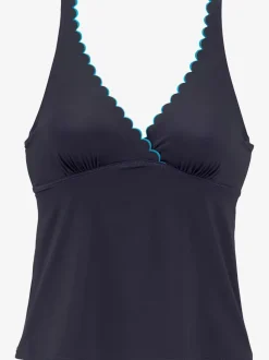 Haut de maillot de bain à armatures avec encolure en V et double bordure cocotte