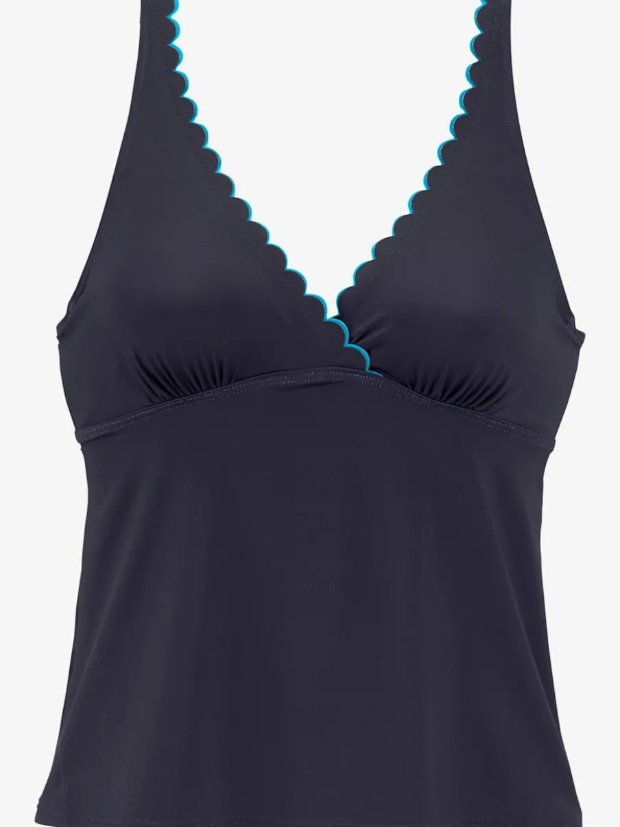 Haut de maillot de bain à armatures avec encolure en V et double bordure cocotte