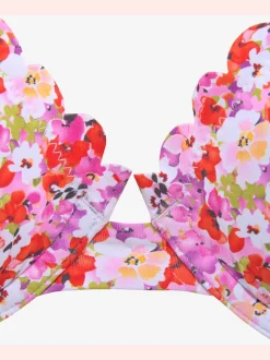 Haut de maillot de bain à armatures avec bords ondulés et bretelles réglables