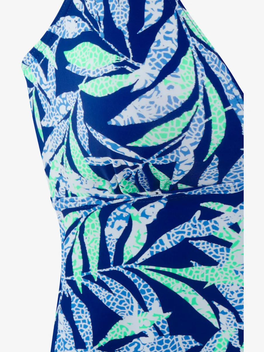 Haut de maillot de bain à armatures avec bretelles réglables et motif tropical