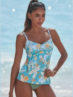 Haut de maillot de bain à armatures avec imprimé floral et bretelles réglables
