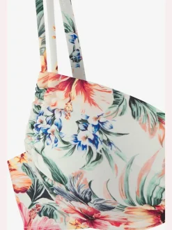 Haut de maillot de bain à armatures avec imprimé floral et doubles bretelles réglables