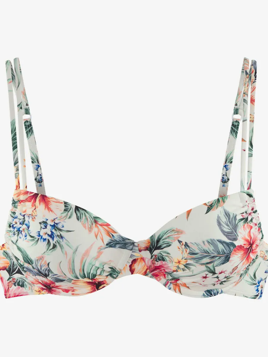 Haut de maillot de bain à armatures avec imprimé floral et doubles bretelles réglables
