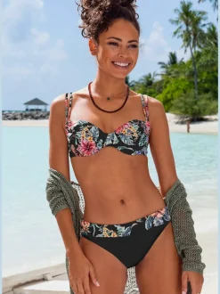 Haut de maillot de bain à armatures avec imprimé floral et doubles bretelles réglables