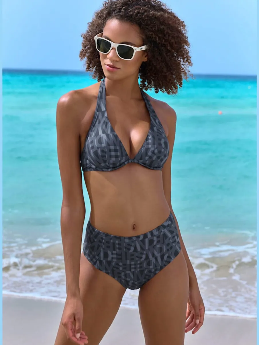 Haut de maillot de bain à armatures imprimé géométrique recyclé