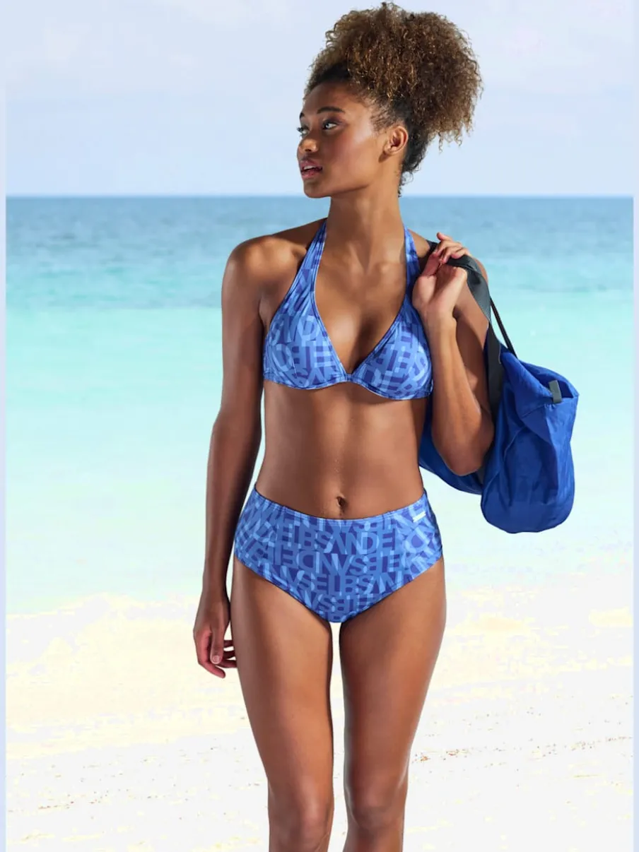 Haut de maillot de bain à armatures imprimé géométrique recyclé