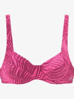 Haut de maillot de bain à armatures avec imprimé palmiers et bretelles réglables
