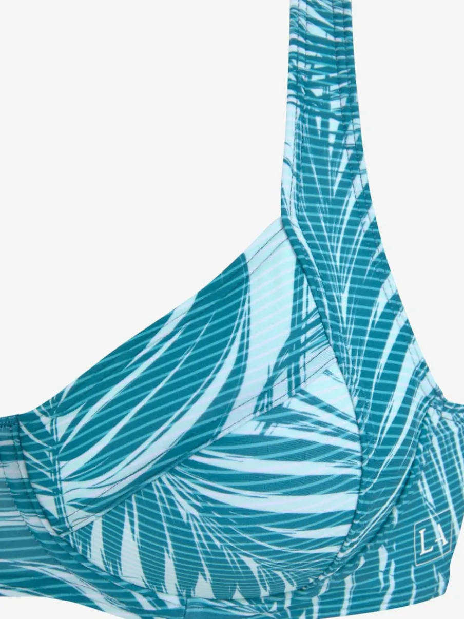 Haut de maillot de bain à armatures avec imprimé palmiers et bretelles réglables