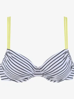 Haut de maillot de bain à armatures rayé à bretelles réglables